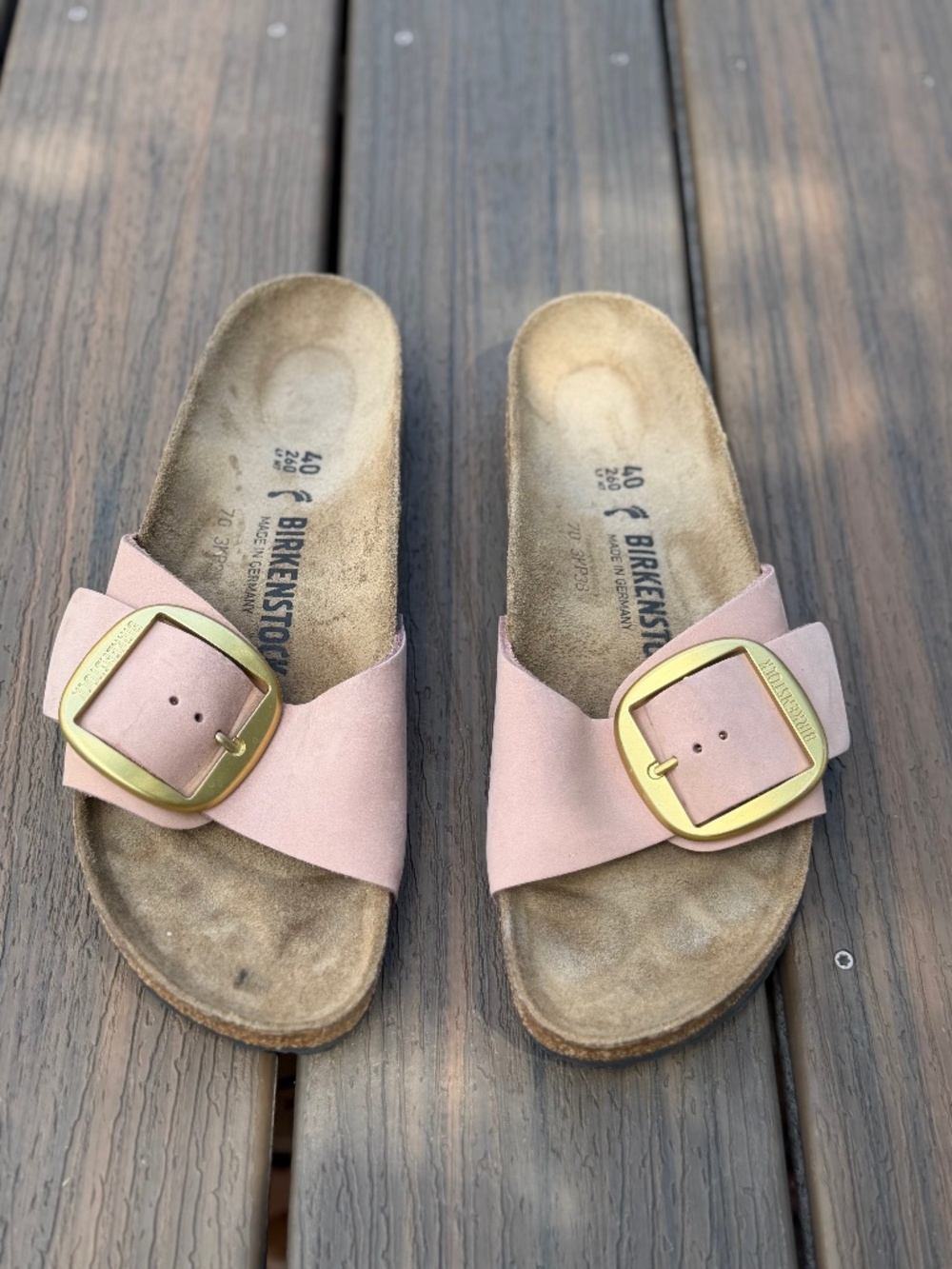 Birkenstock Madrid Big Buckle Pink Leather Sandals Size 40